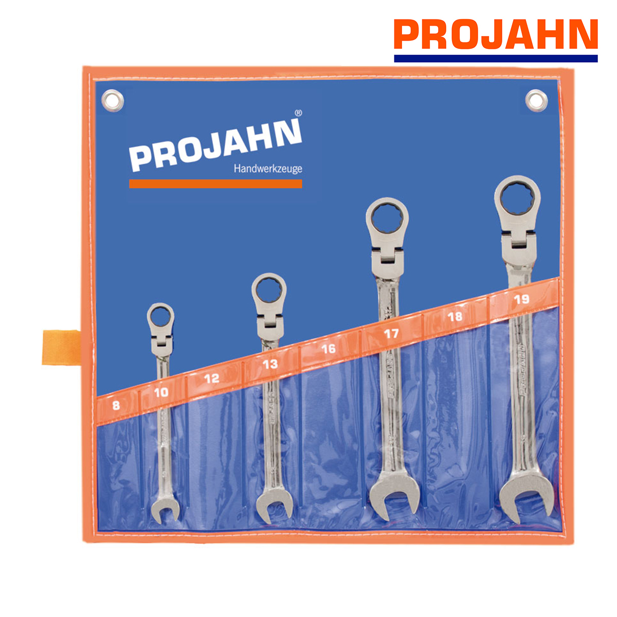 Набор трещоточных ключей Projahn GearTech "Гибкий" 10 - 19 мм, в сумке-чехле 4 шт, 3496