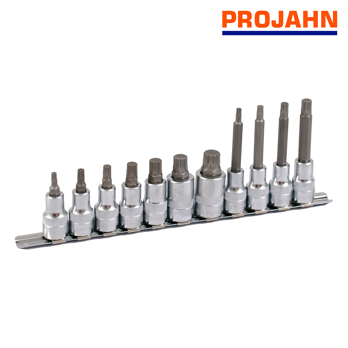 Набор торцевых бит-головок на планке Projahn Spline 1/2", M5 - M16, 11 шт 4233